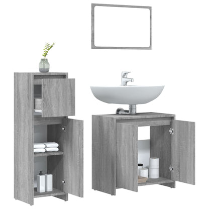 3 Piece Bathroom Furniture Set Grey Sonoma Engineered Wood