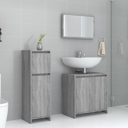 3 Piece Bathroom Furniture Set Grey Sonoma Engineered Wood