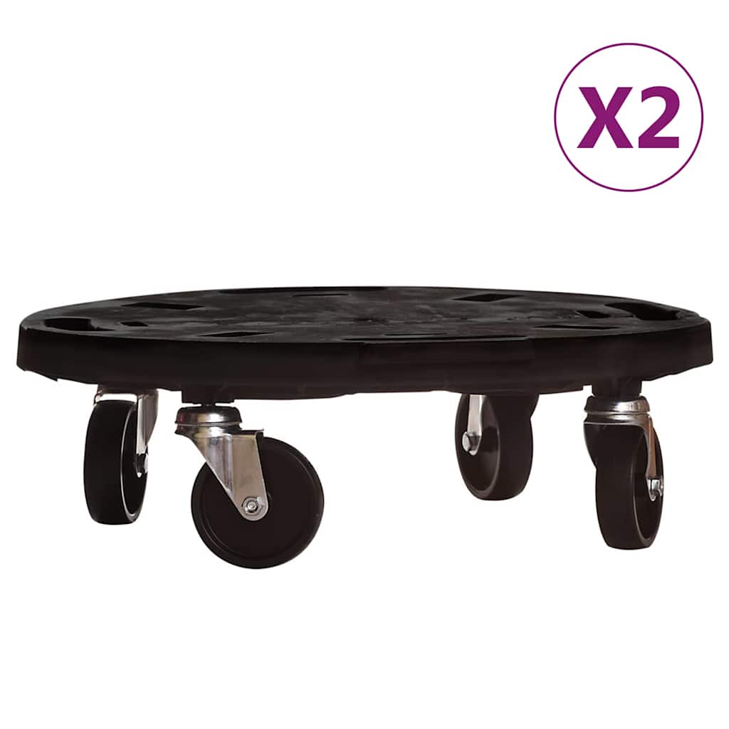 Plant Trolleys with Wheels 2 pcs Diameter 40 cm Black 275 kg