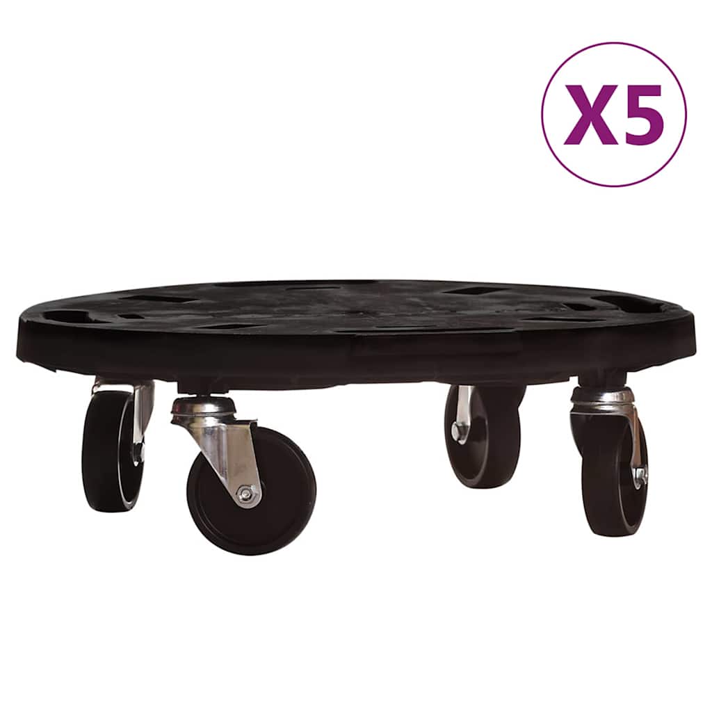 Plant Trolleys with Wheels 5 pcs Diameter 40 cm Black 275 kg