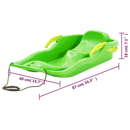 93715 vidaXL Sledge with Brakes Green 87x40x18 cm Polypropylene