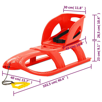 93722 vidaXL Sledge with Seat Red 102,5x40x23 cm Polypropylene