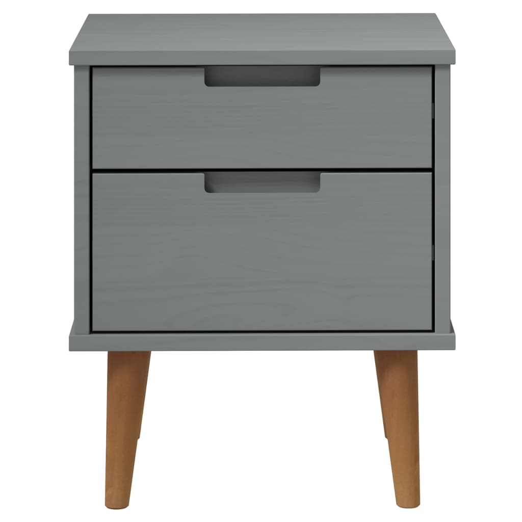 Bedside Cabinet MOLDE Grey 40x35x48 cm Solid Wood Pine