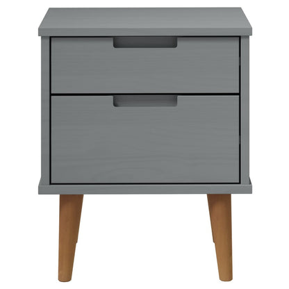 Bedside Cabinet MOLDE Grey 40x35x48 cm Solid Wood Pine