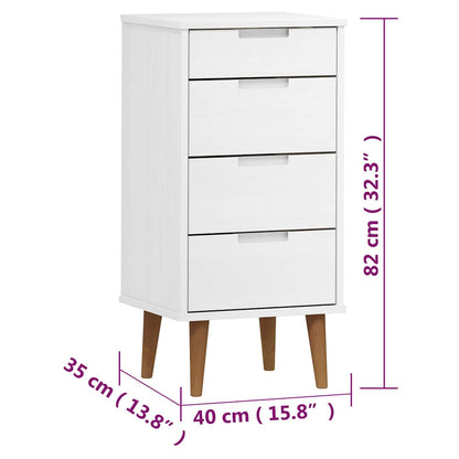 Drawer Cabinet MOLDE White 40x35x82 cm Solid Wood Pine