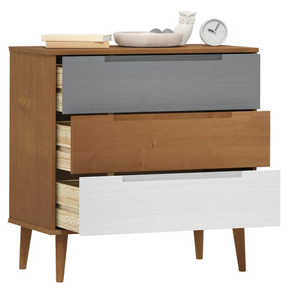 Drawer Cabinet MOLDE Brown 80x40x80 cm Solid Wood Pine