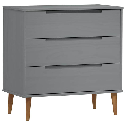 Drawer Cabinet MOLDE Grey 80x40x80 cm Solid Wood Pine