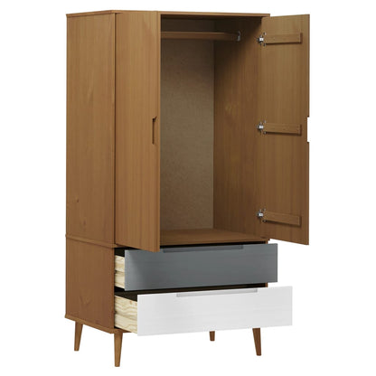 Wardrobe MOLDE Brown 90x55x175 cm Solid Wood Pine