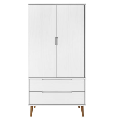 Wardrobe MOLDE White 90x55x175 cm Solid Wood Pine