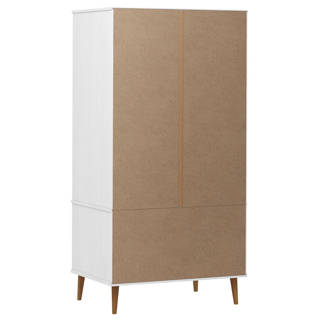 Wardrobe MOLDE White 90x55x175 cm Solid Wood Pine