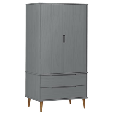 Wardrobe MOLDE Grey 90x55x175 cm Solid Wood Pine