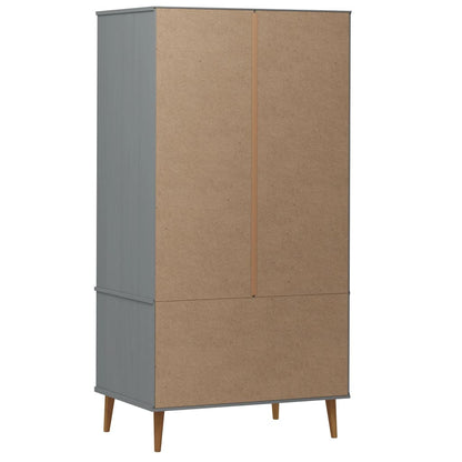 Wardrobe MOLDE Grey 90x55x175 cm Solid Wood Pine