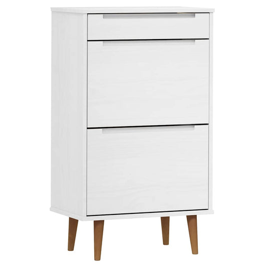 Shoe Cabinet MOLDE White 59,5x35x103 cm Solid Wood Pine