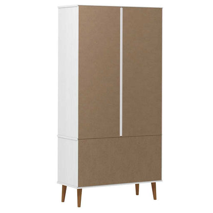 Vitrine Cabinet MOLDE White 90x35x175 cm Solid Wood Pine