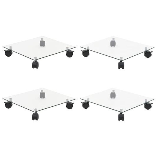 Plant Rollers 4 pcs 35x35 cm Tempered Glass Square