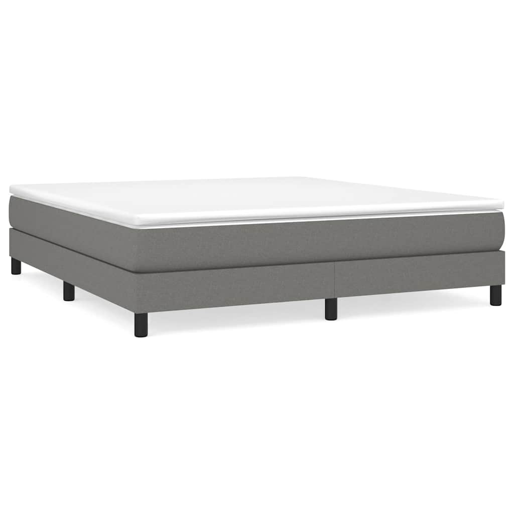 Box Spring Bed with Mattress Dark Gray 76"x79.9" King Fabric