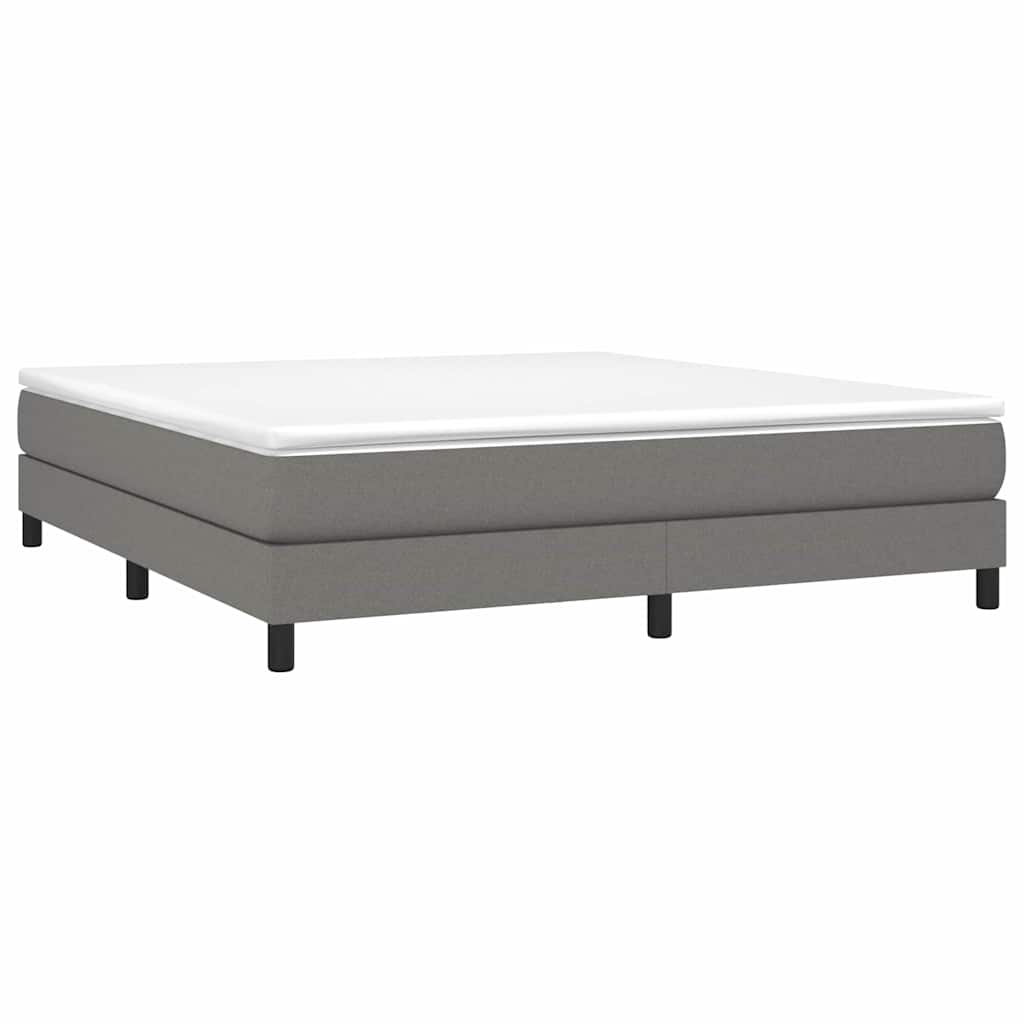 Box Spring Bed with Mattress Dark Gray 76"x79.9" King Fabric