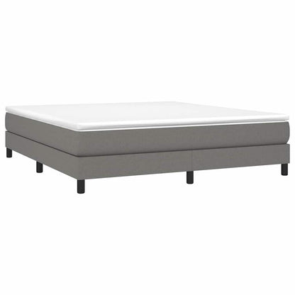 Box Spring Bed with Mattress Dark Gray 76"x79.9" King Fabric