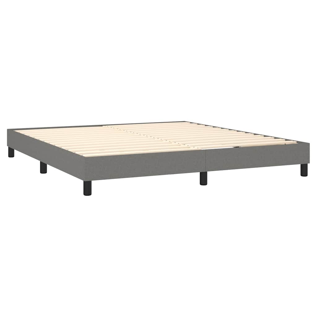 Box Spring Bed with Mattress Dark Gray 76"x79.9" King Fabric