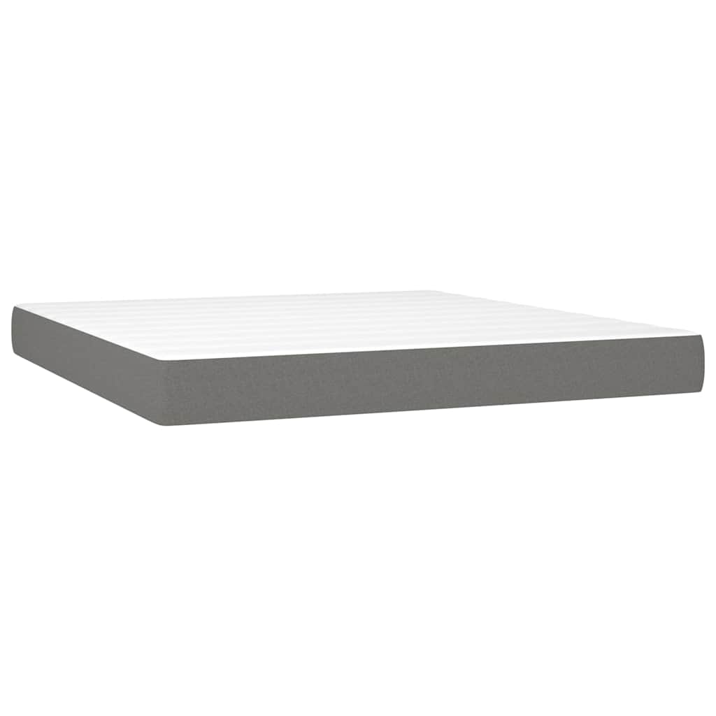 Box Spring Bed with Mattress Dark Gray 76"x79.9" King Fabric