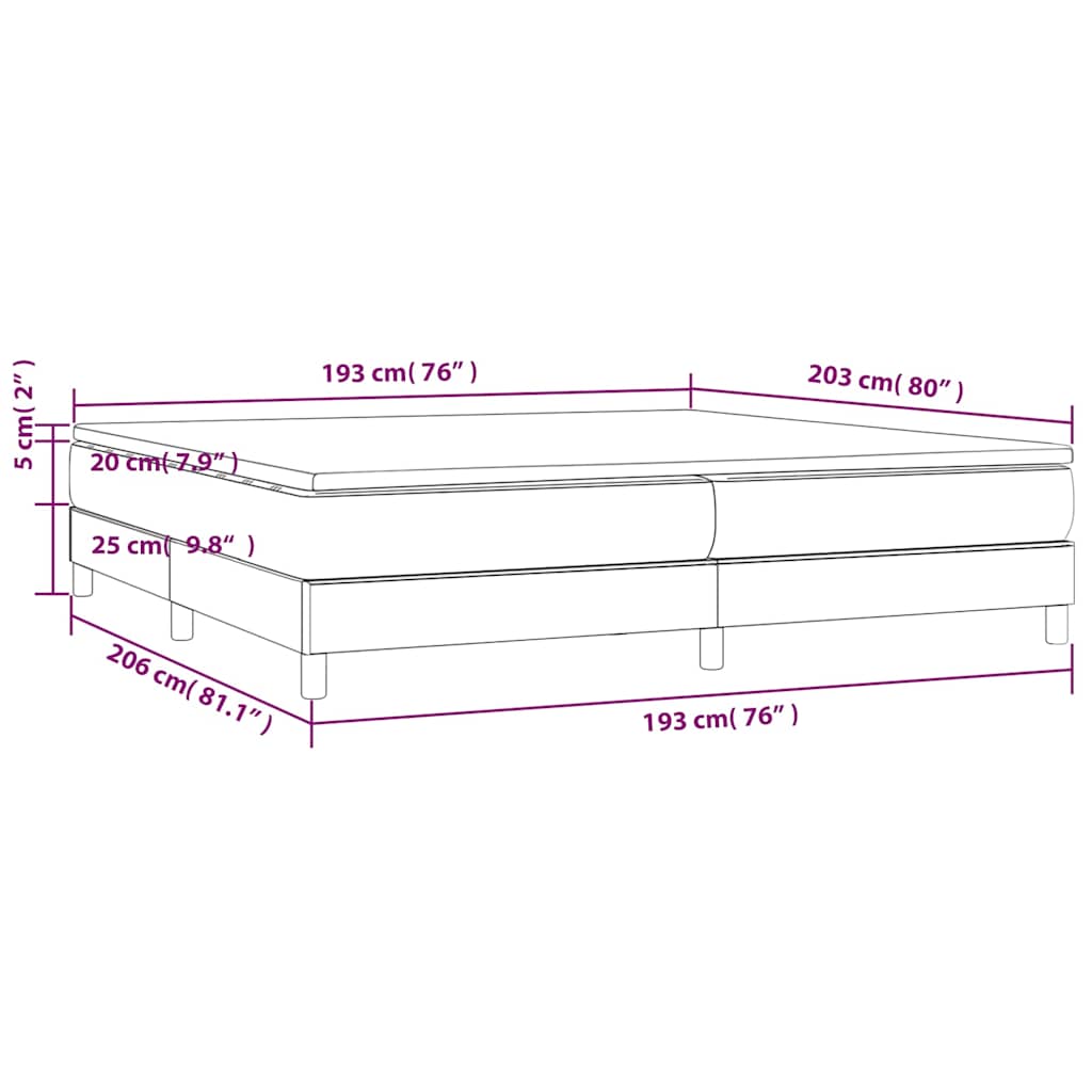 Box Spring Bed with Mattress Dark Gray 76"x79.9" King Fabric