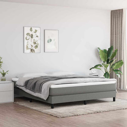Box Spring Bed with Mattress Dark Gray 76"x79.9" King Fabric