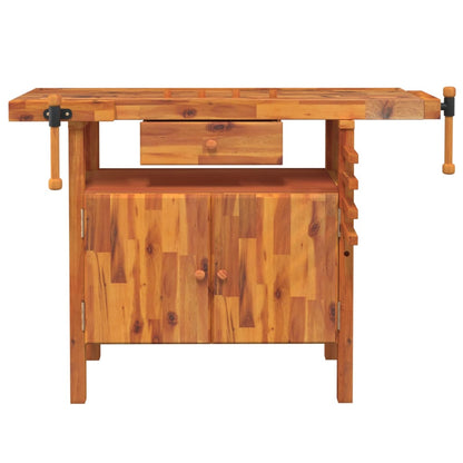 Workbench with Drawer and Vices 48.8x20.5x32.7" Solid Wood Acacia