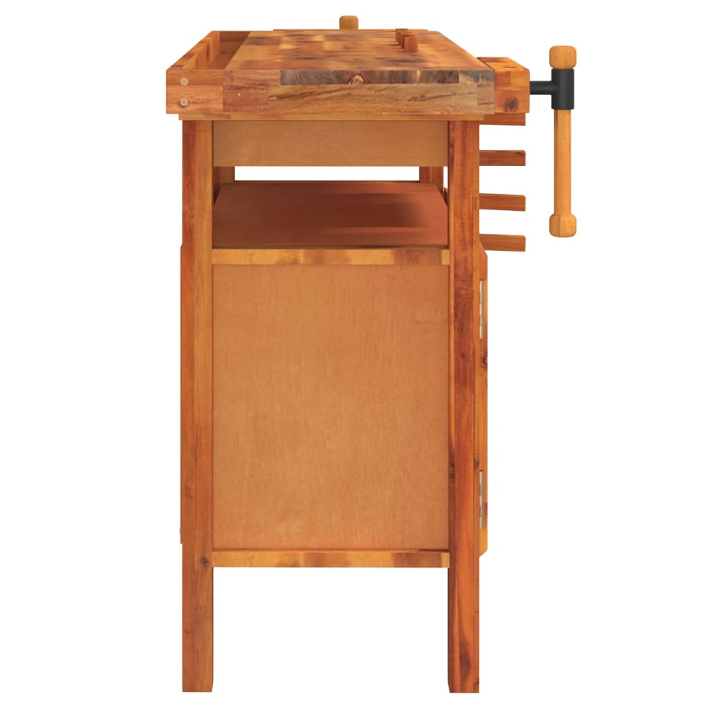 Workbench with Drawer and Vices 48.8x20.5x32.7" Solid Wood Acacia