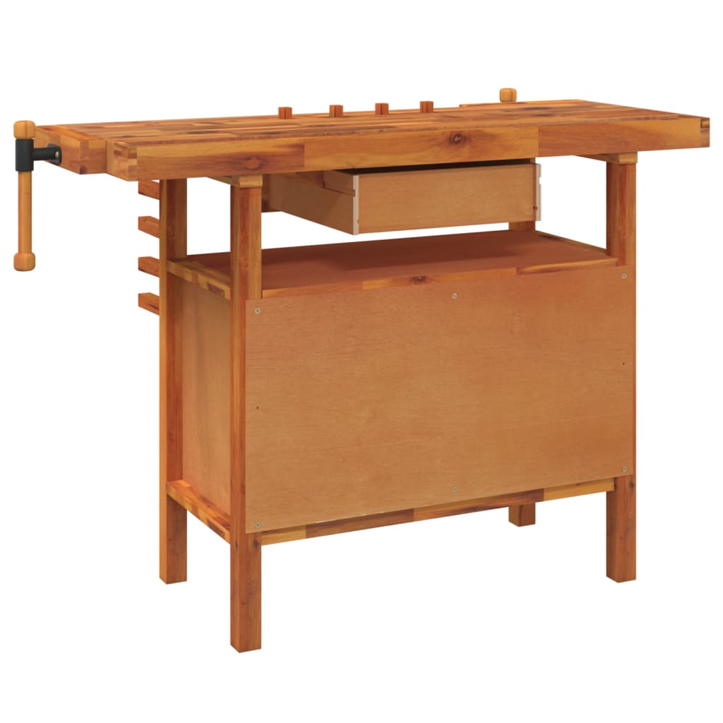 Workbench with Drawer and Vices 48.8x20.5x32.7" Solid Wood Acacia