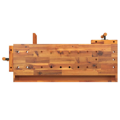 Workbench with Drawer and Vices 48.8x20.5x32.7" Solid Wood Acacia