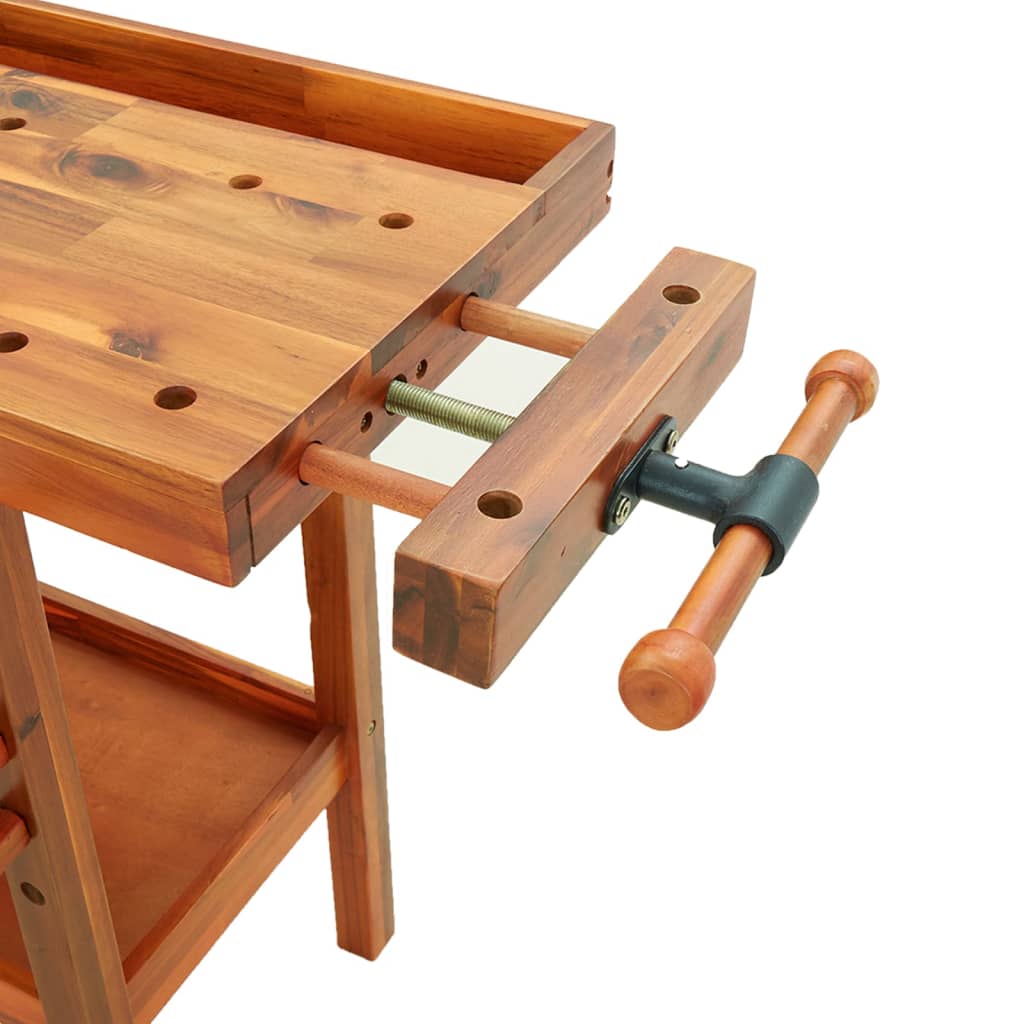 Workbench with Drawer and Vices 48.8x20.5x32.7" Solid Wood Acacia