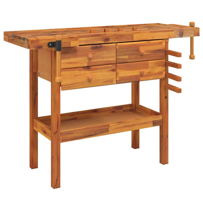 Workbench with Drawers and Vices 48.8"x20.5"x32.7" Solid Wood Acacia