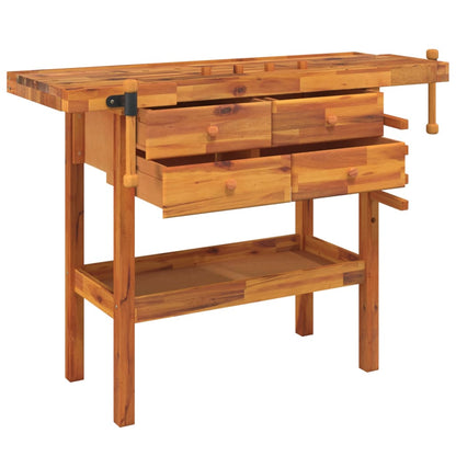 Workbench with Drawers and Vices 48.8"x20.5"x32.7" Solid Wood Acacia