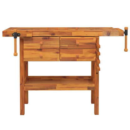Workbench with Drawers and Vices 48.8"x20.5"x32.7" Solid Wood Acacia