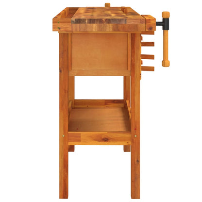 Workbench with Drawers and Vices 48.8"x20.5"x32.7" Solid Wood Acacia