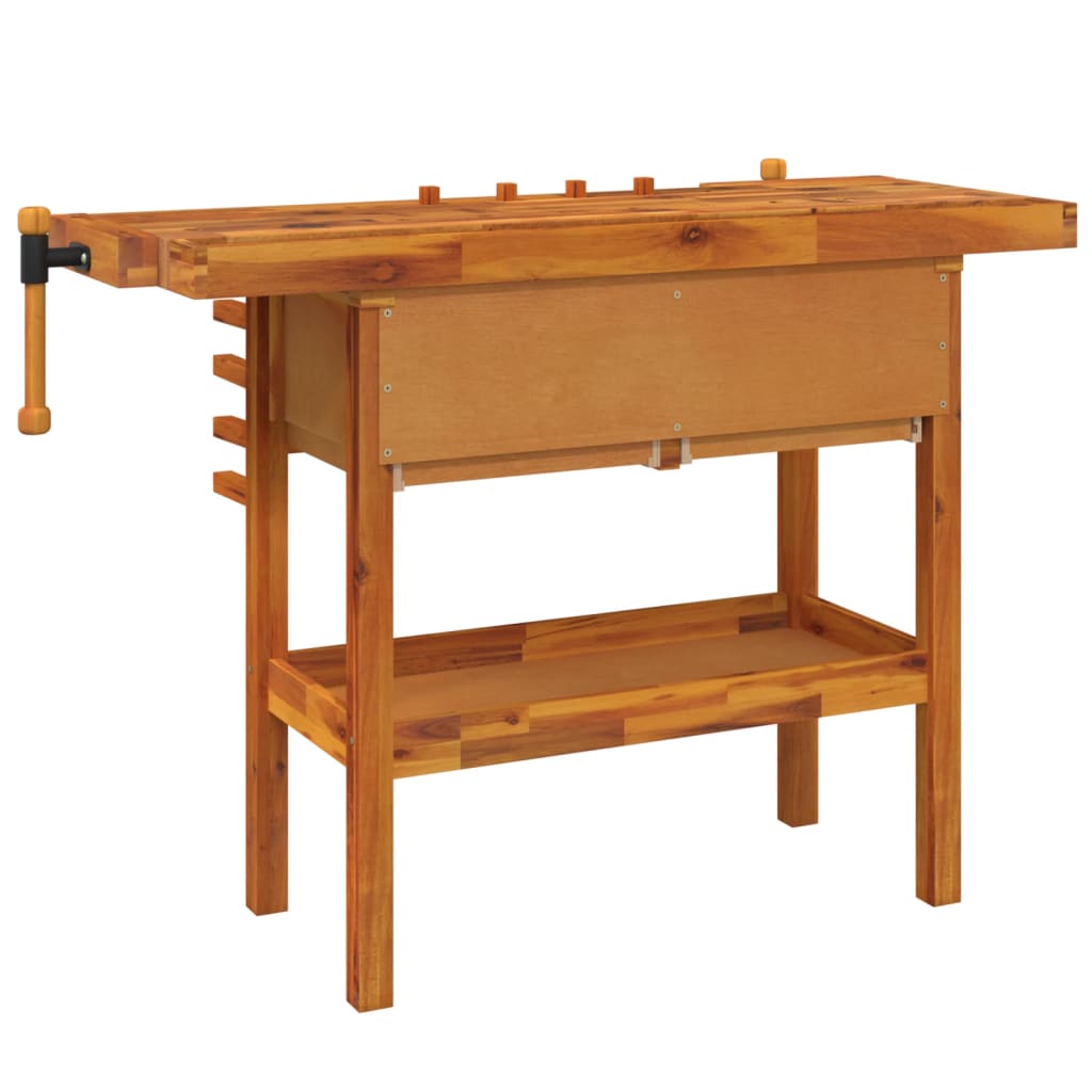 Workbench with Drawers and Vices 48.8"x20.5"x32.7" Solid Wood Acacia