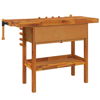 Workbench with Drawers and Vices 48.8"x20.5"x32.7" Solid Wood Acacia