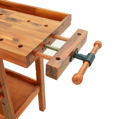 Workbench with Drawers and Vices 48.8"x20.5"x32.7" Solid Wood Acacia