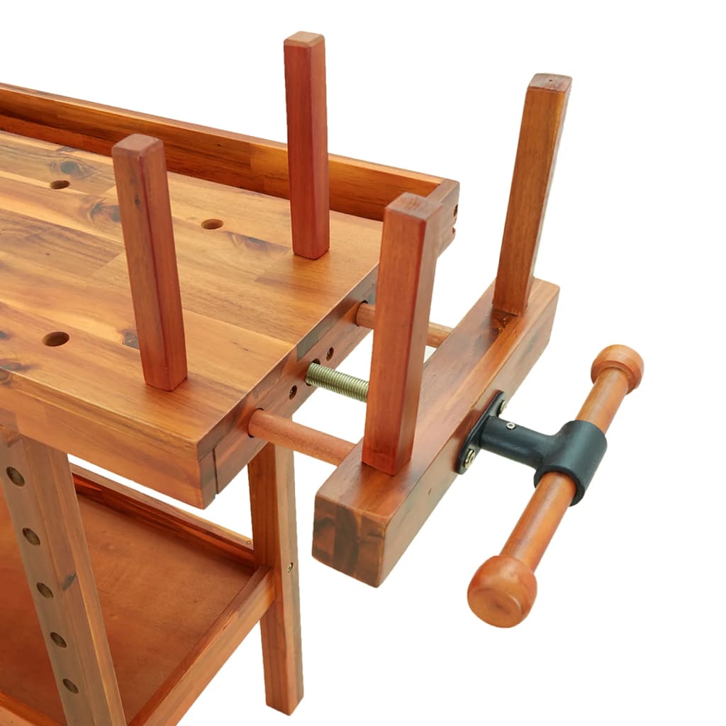Workbench with Drawers and Vices 48.8"x20.5"x32.7" Solid Wood Acacia