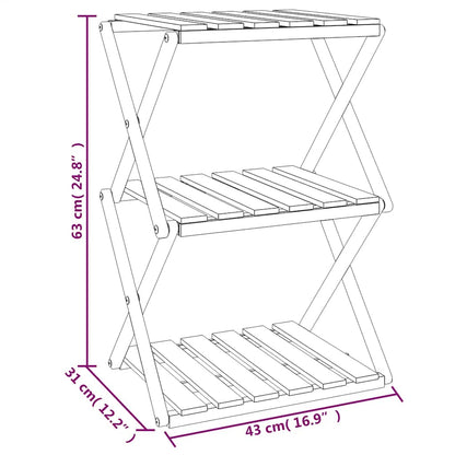 3-Tier Folding Shelf Brown 43x31x63 cm Solid Wood Acacia