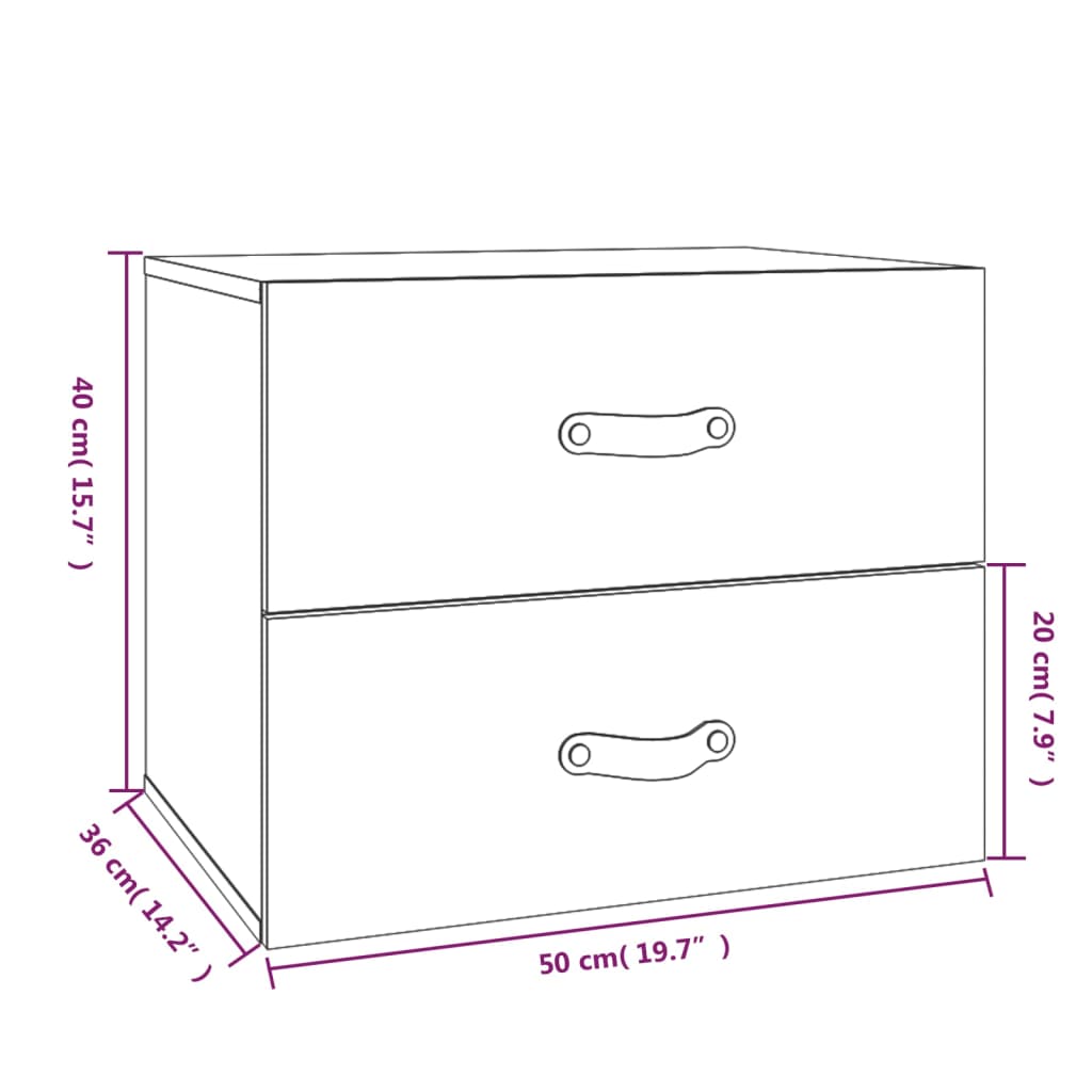 Wall-mounted Bedside Cabinets 2 pcs 50x36x40 cm