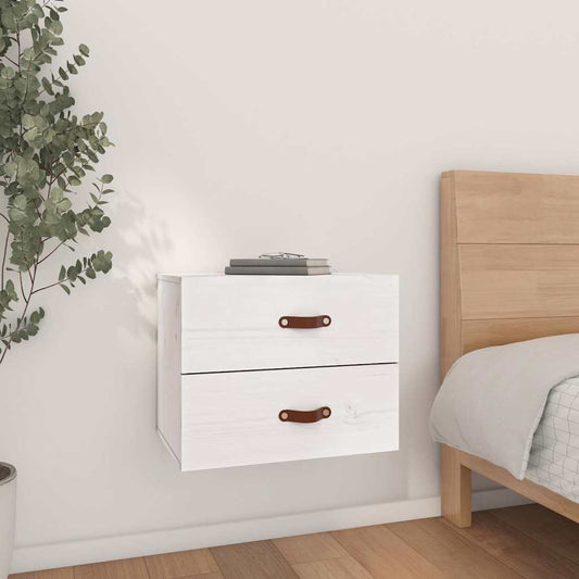 Wall-mounted Bedside Cabinet | White | Solid pine wood