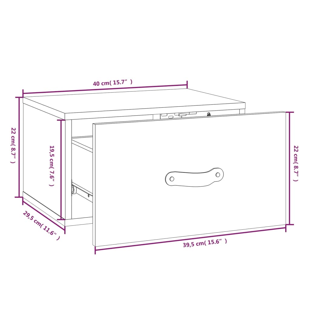 Wall-mounted Bedside Cabinets 2 pcs Grey 40x29.5x22 cm