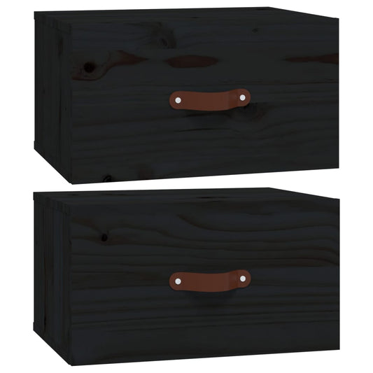 Wall-mounted Bedside Cabinets 2 pcs Black 40x29.5x22 cm