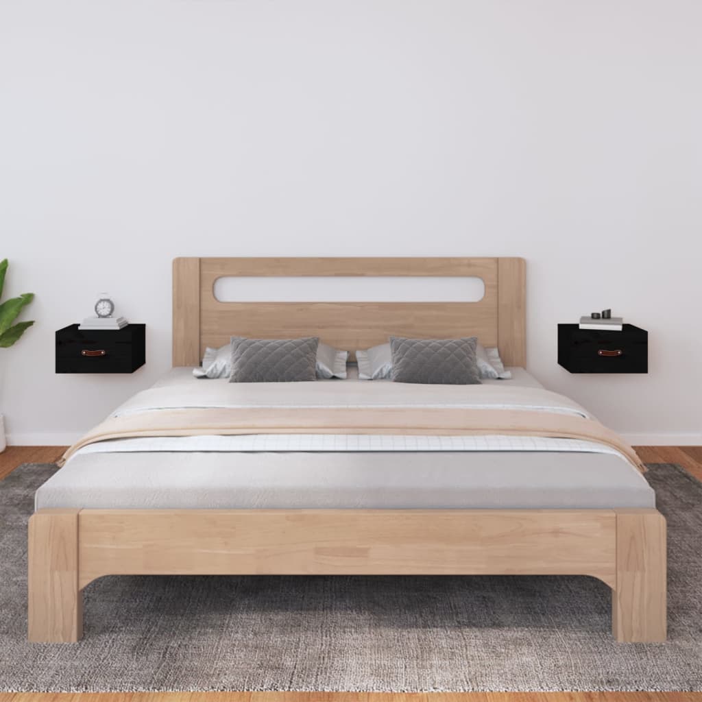 Wall-mounted Bedside Cabinets 2 pcs Black 40x29.5x22 cm