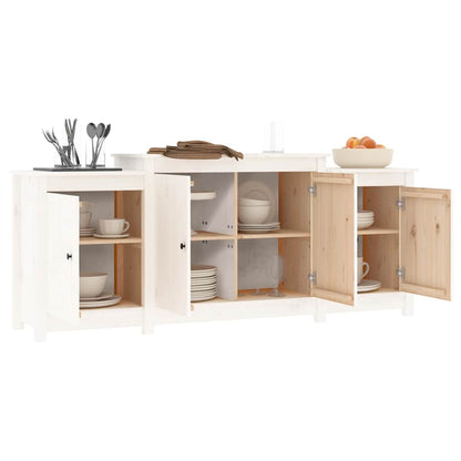 Sideboard White 164x37x68 cm Solid Wood Pine