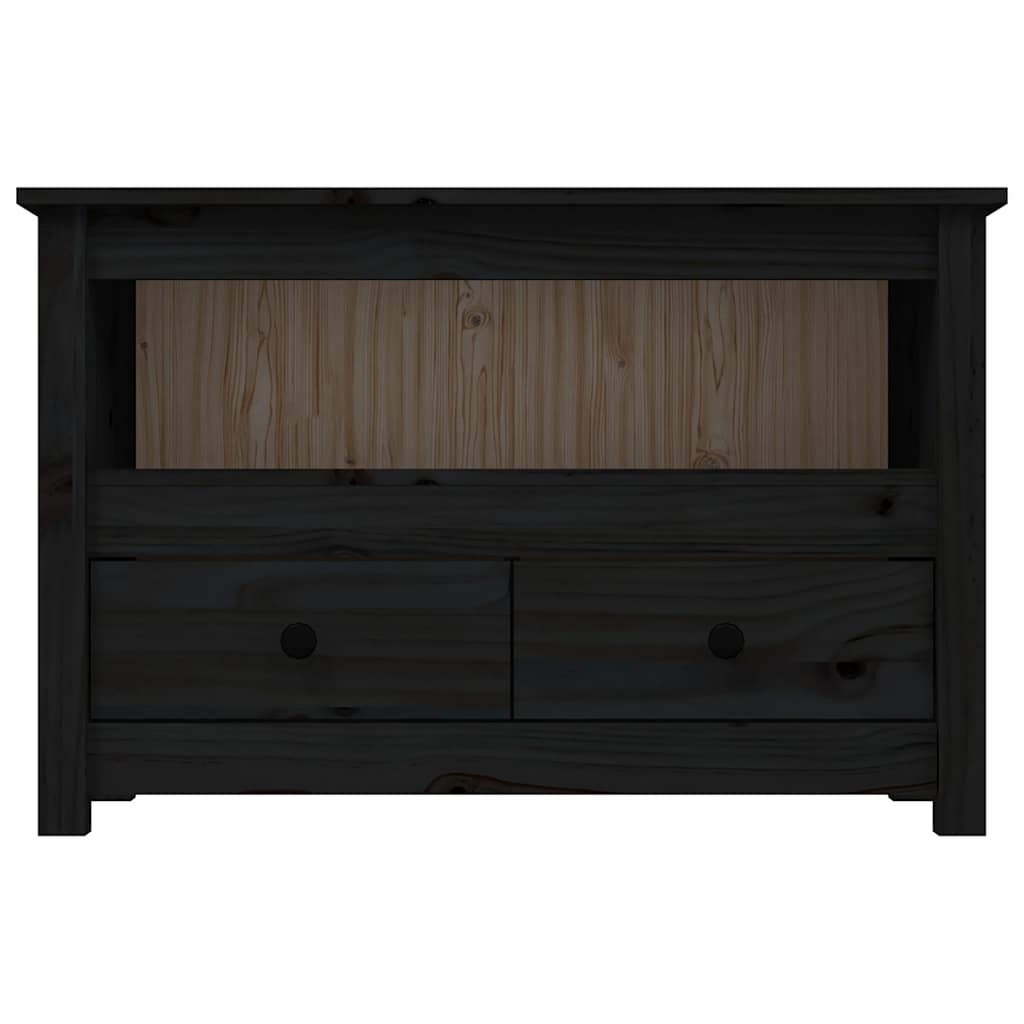TV Cabinet Black 79x35x52 cm Solid Wood Pine