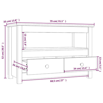 TV Cabinet Black 79x35x52 cm Solid Wood Pine