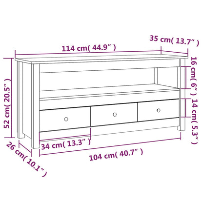 TV Cabinet White 114x35x52 cm Solid Wood Pine