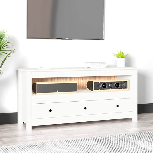 TV Cabinet White 114x35x52 cm Solid Wood Pine